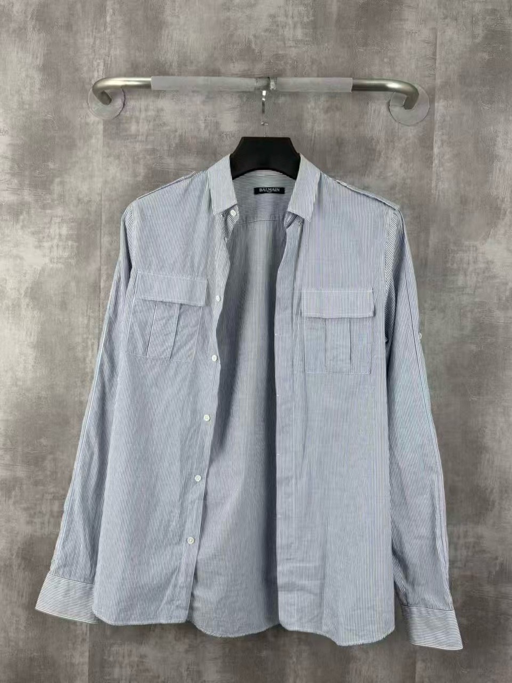 🚩steal Balmain Light Blue Striped Casual Button-Down Shirt